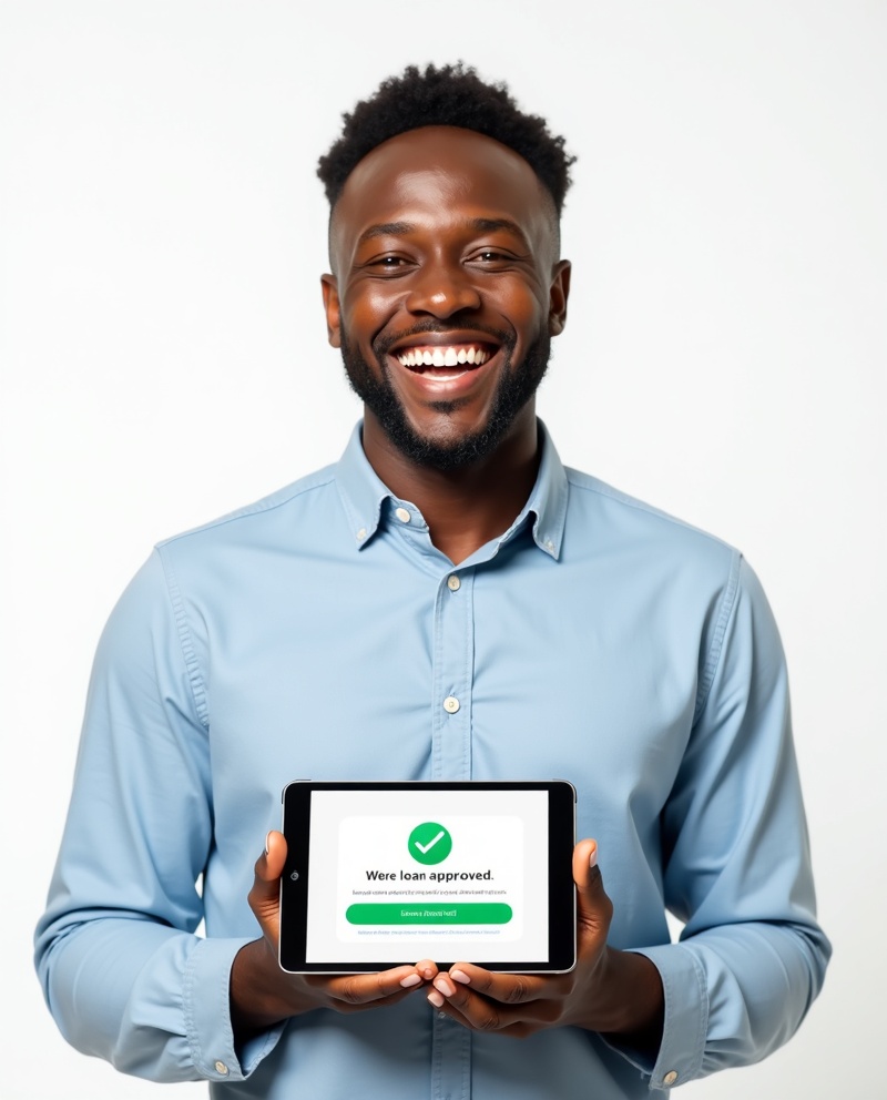 Happy government employee approved for a loan