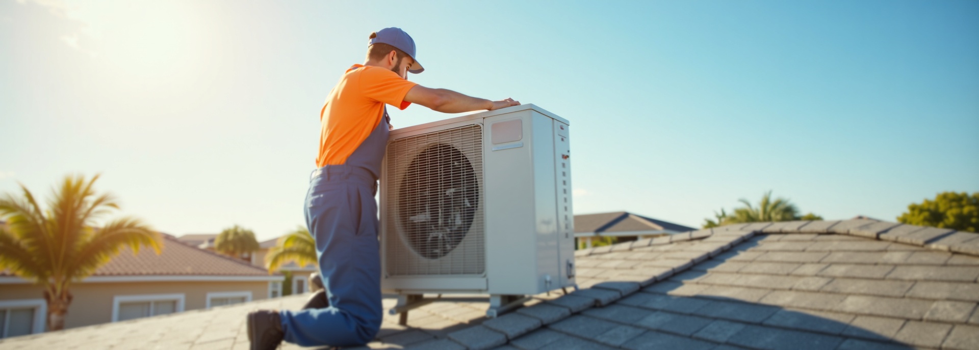 HVAC technician servicing AC unit in St. Augustine FL