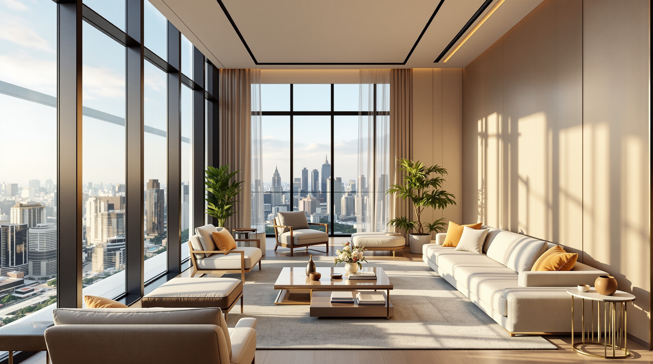 Luxury residence with city skyline view