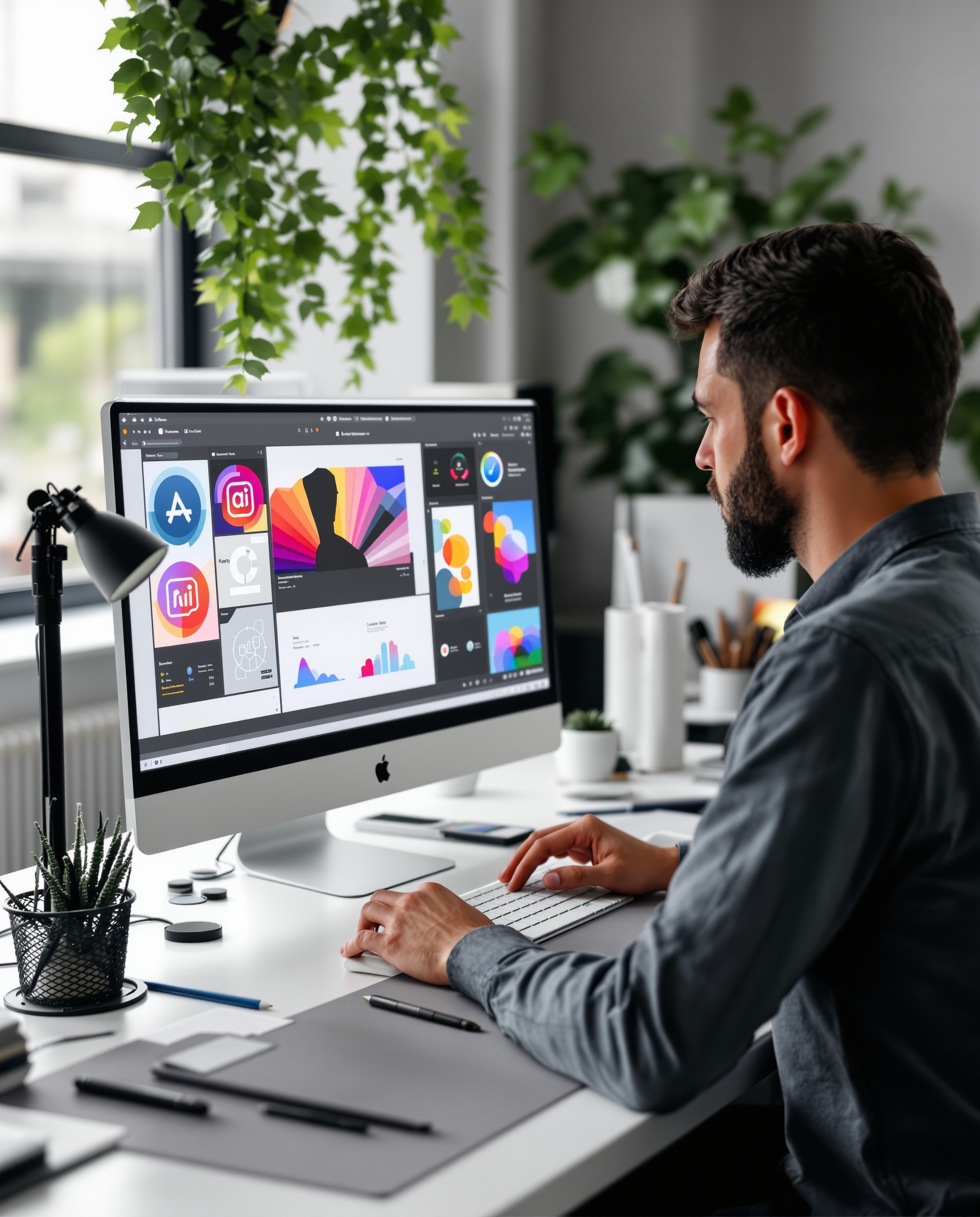 Designer criando arte profissional