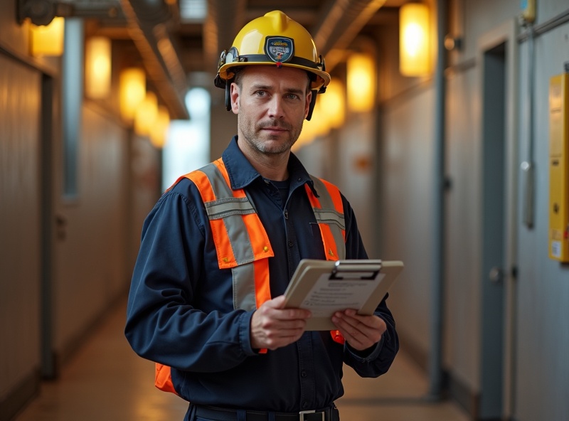 Example fire safety technician with inspection documentation