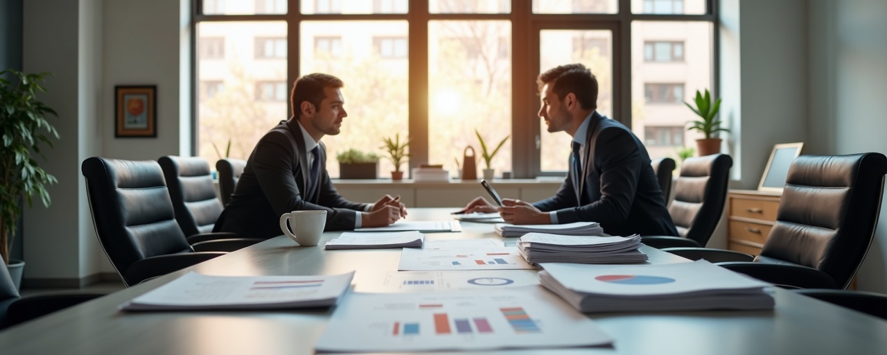 Accounting partners reviewing financial reports