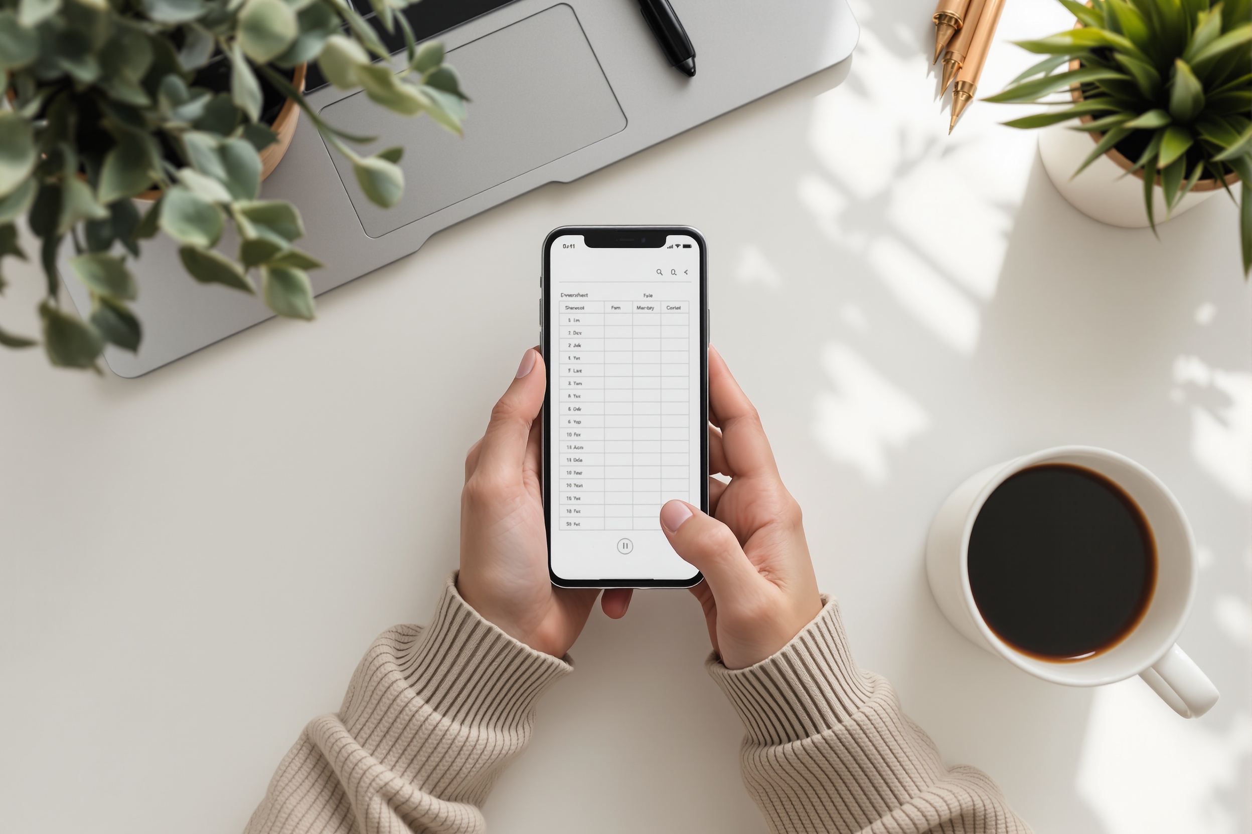 Browsing spreadsheet on phone