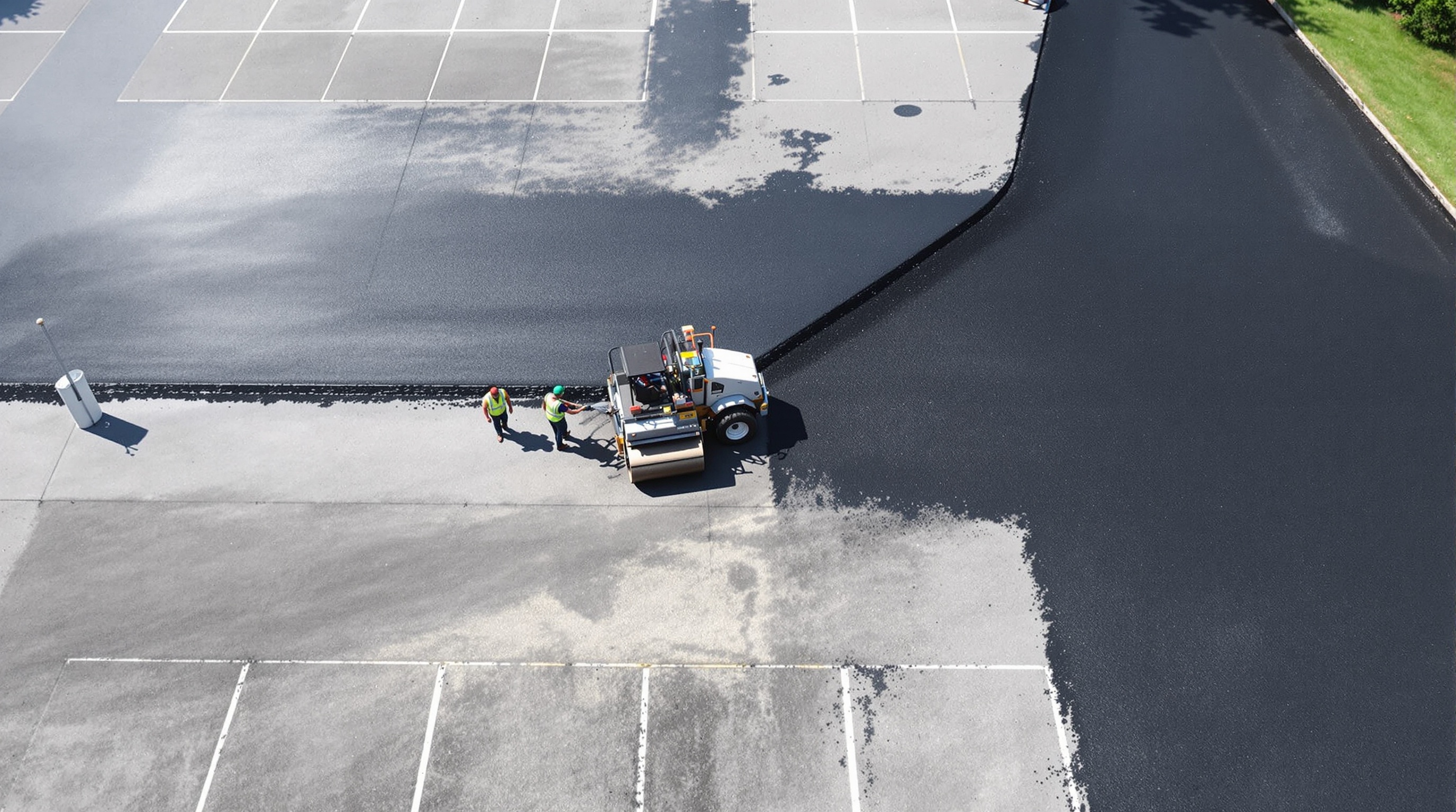 Commercial asphalt paving crew at work in New Jersey