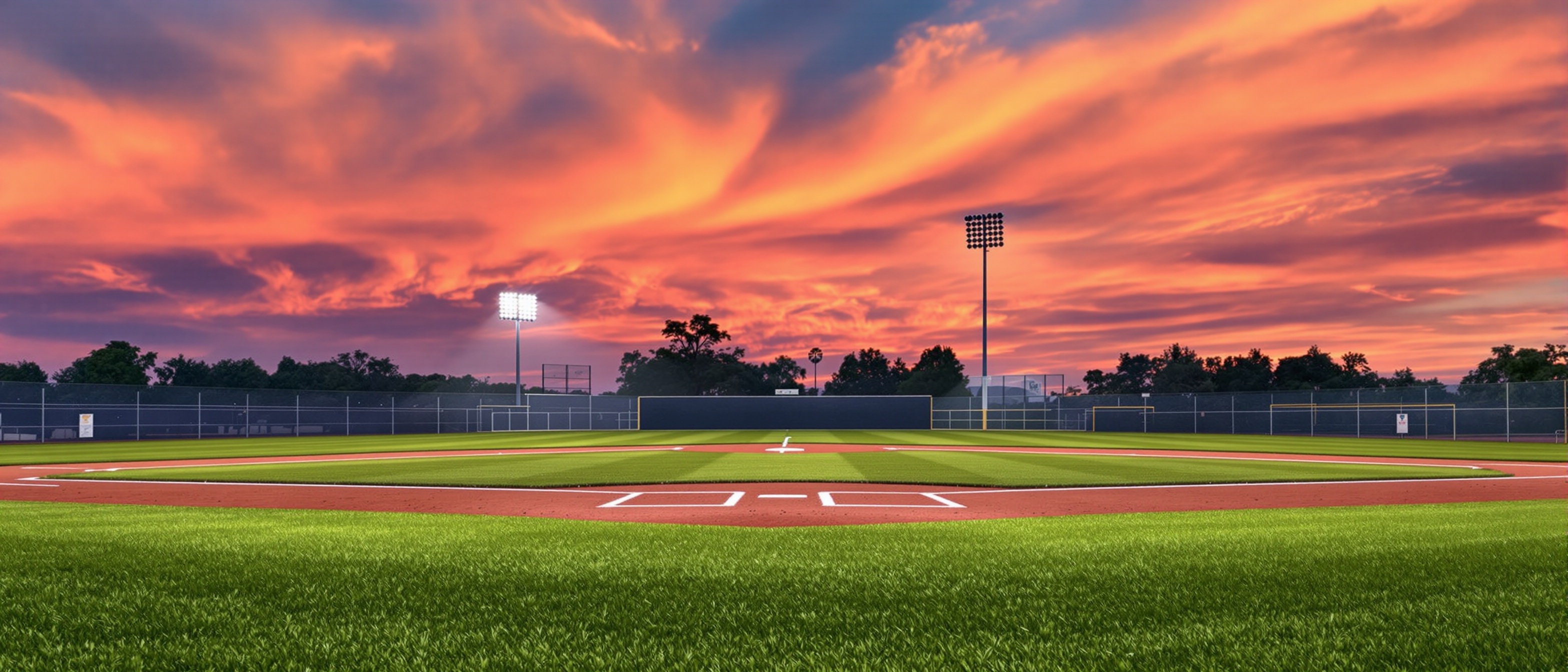 Baseball field at dusk
