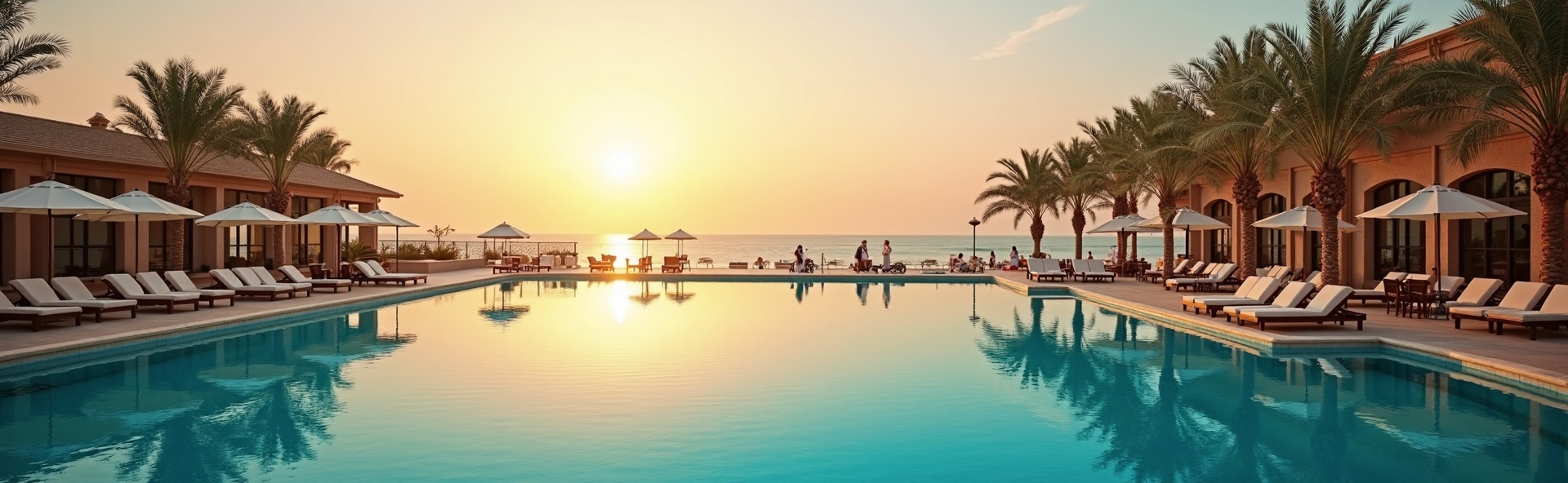 Saudi Arabia luxury resort overlooking the Red Sea coast at sunset