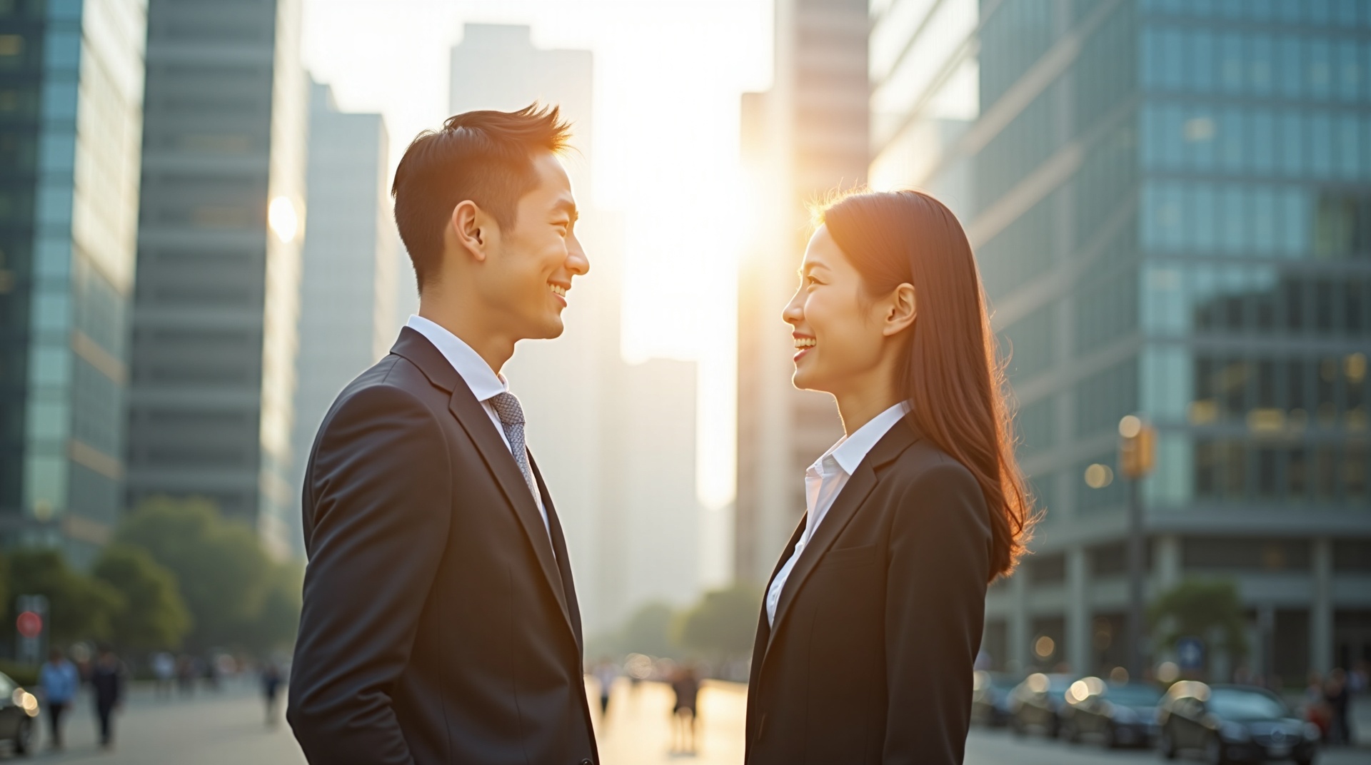 笑顔で向き合うビジネスマン