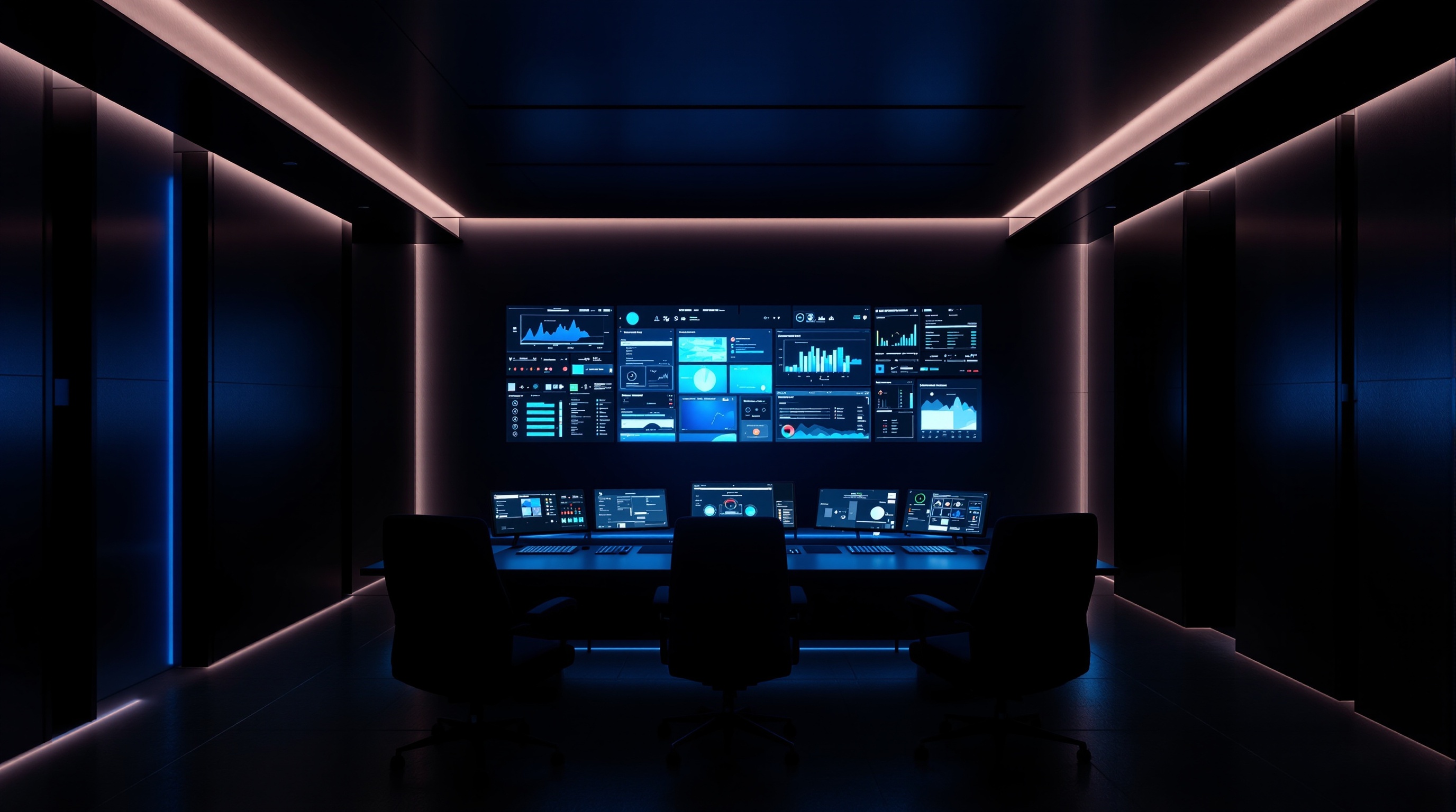 Three smart home control platforms compared side by side in a luxury showroom