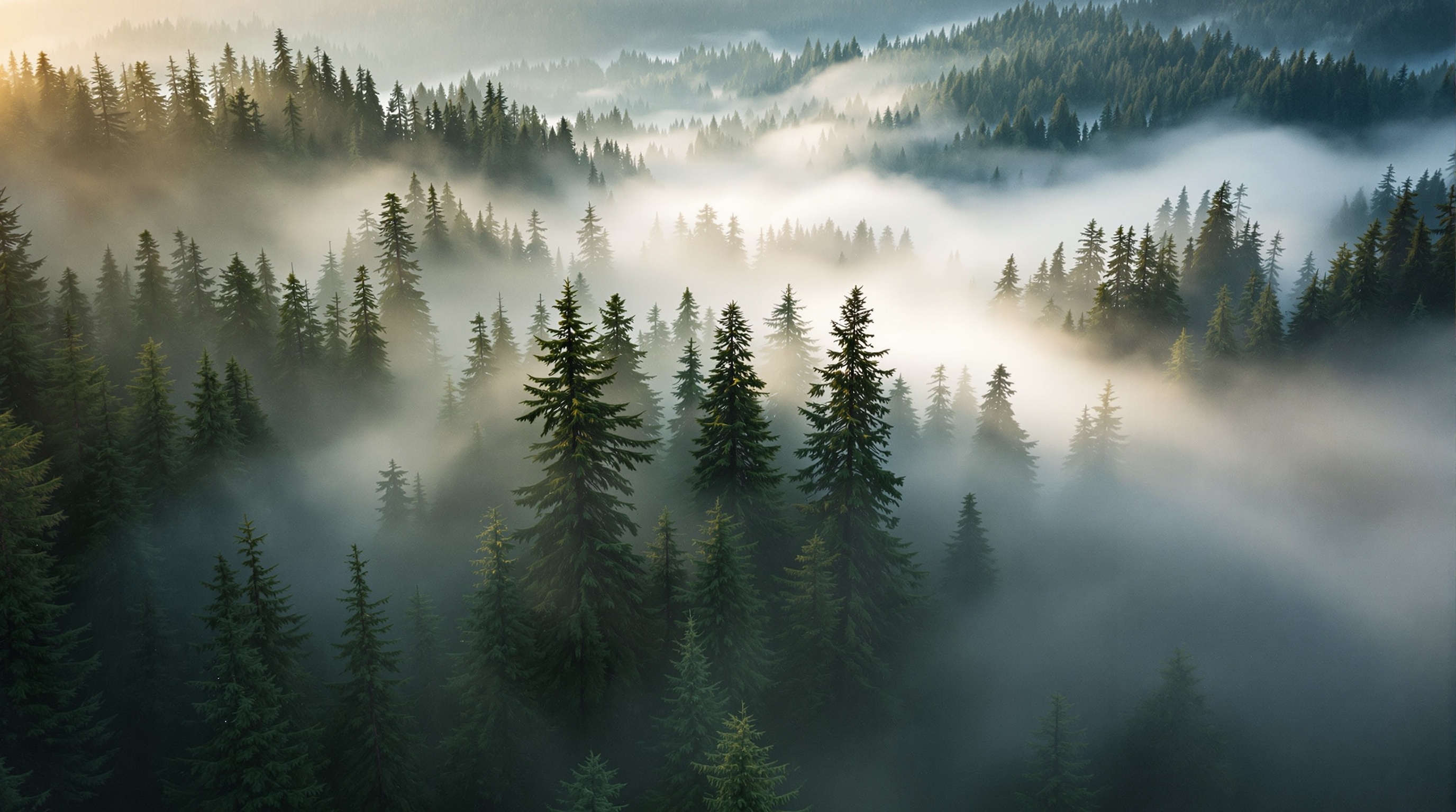 Misty Pacific Northwest forest
