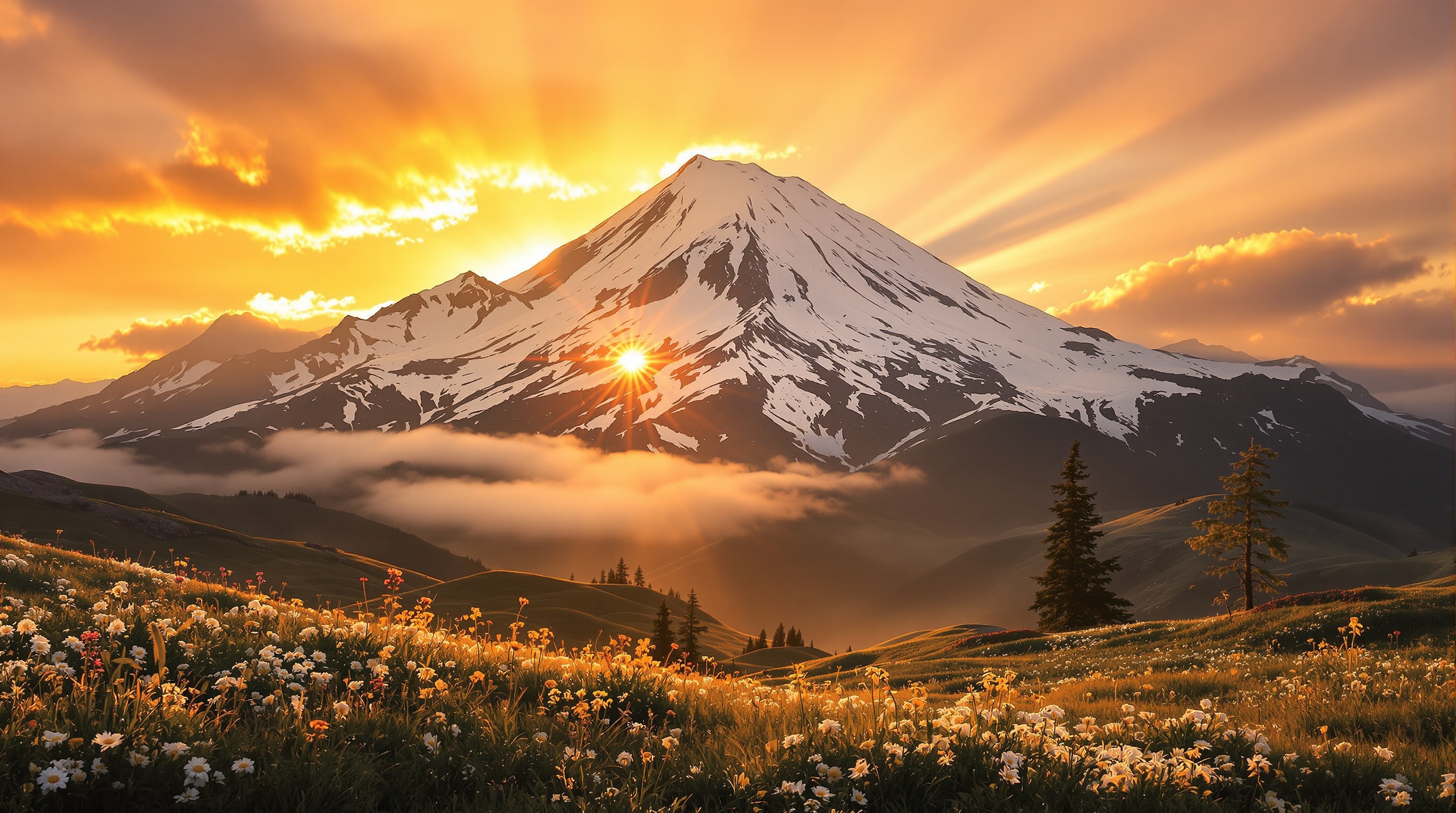 Sacred Mt. Shasta at golden sunrise
