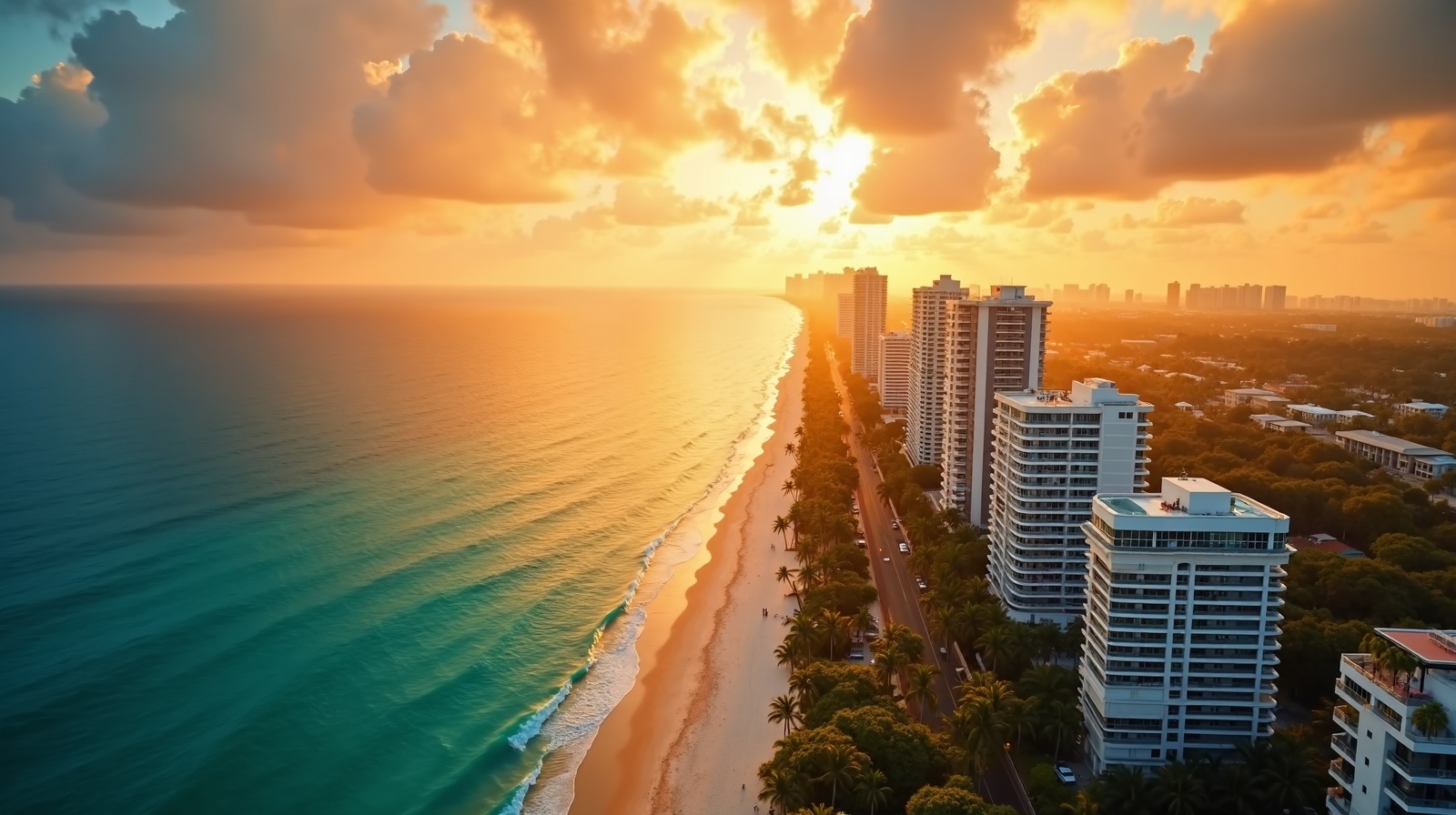 Miami skyline at golden hour