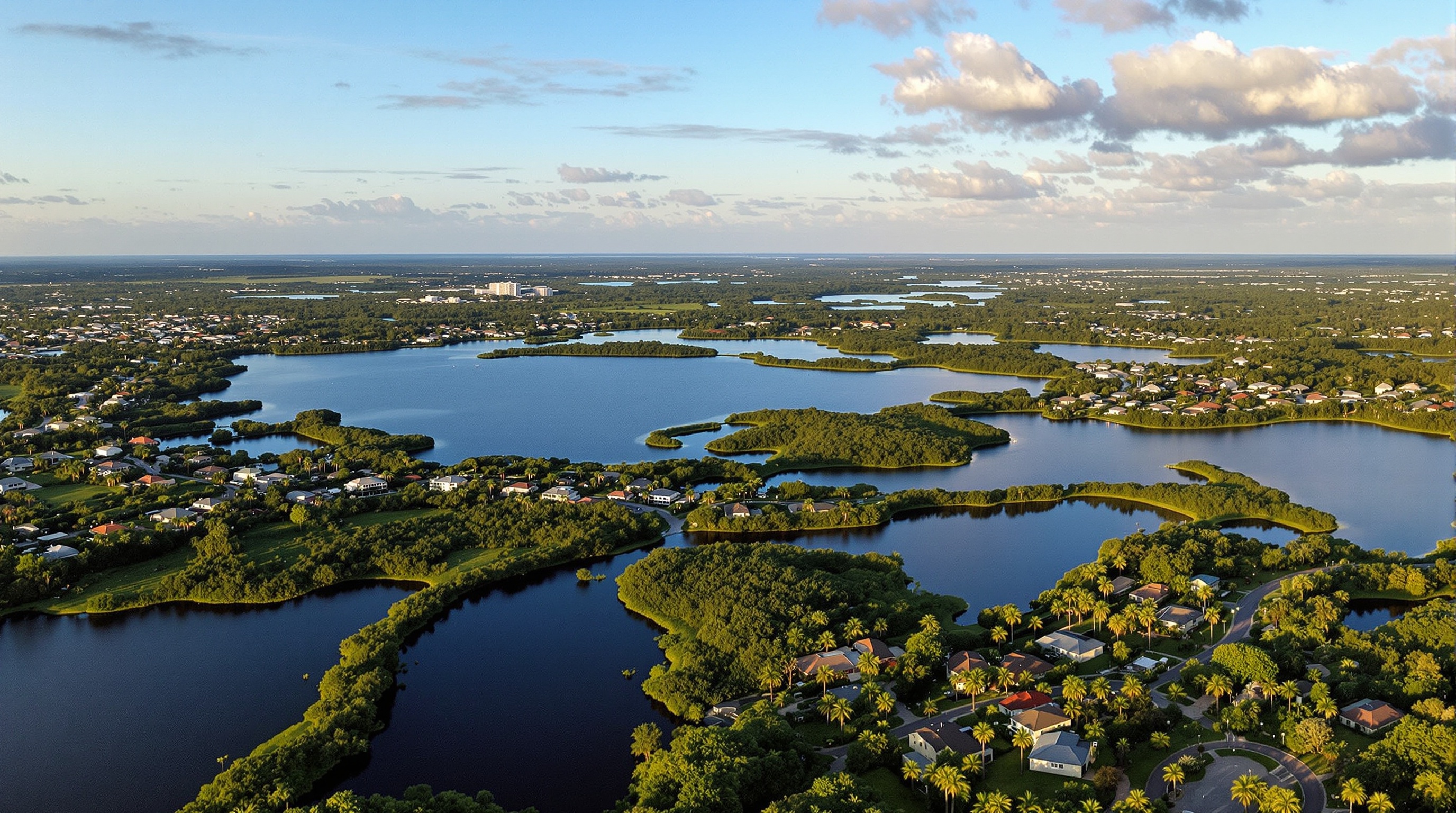 Aerial view of Central Florida communities including Orlando Winter Garden Ocoee and surrounding neighborhoods