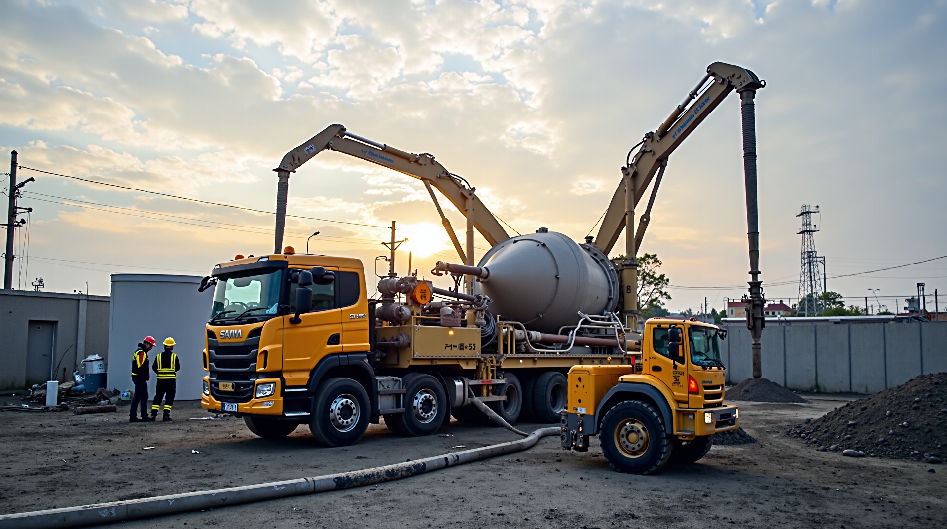 コンクリート圧送現場