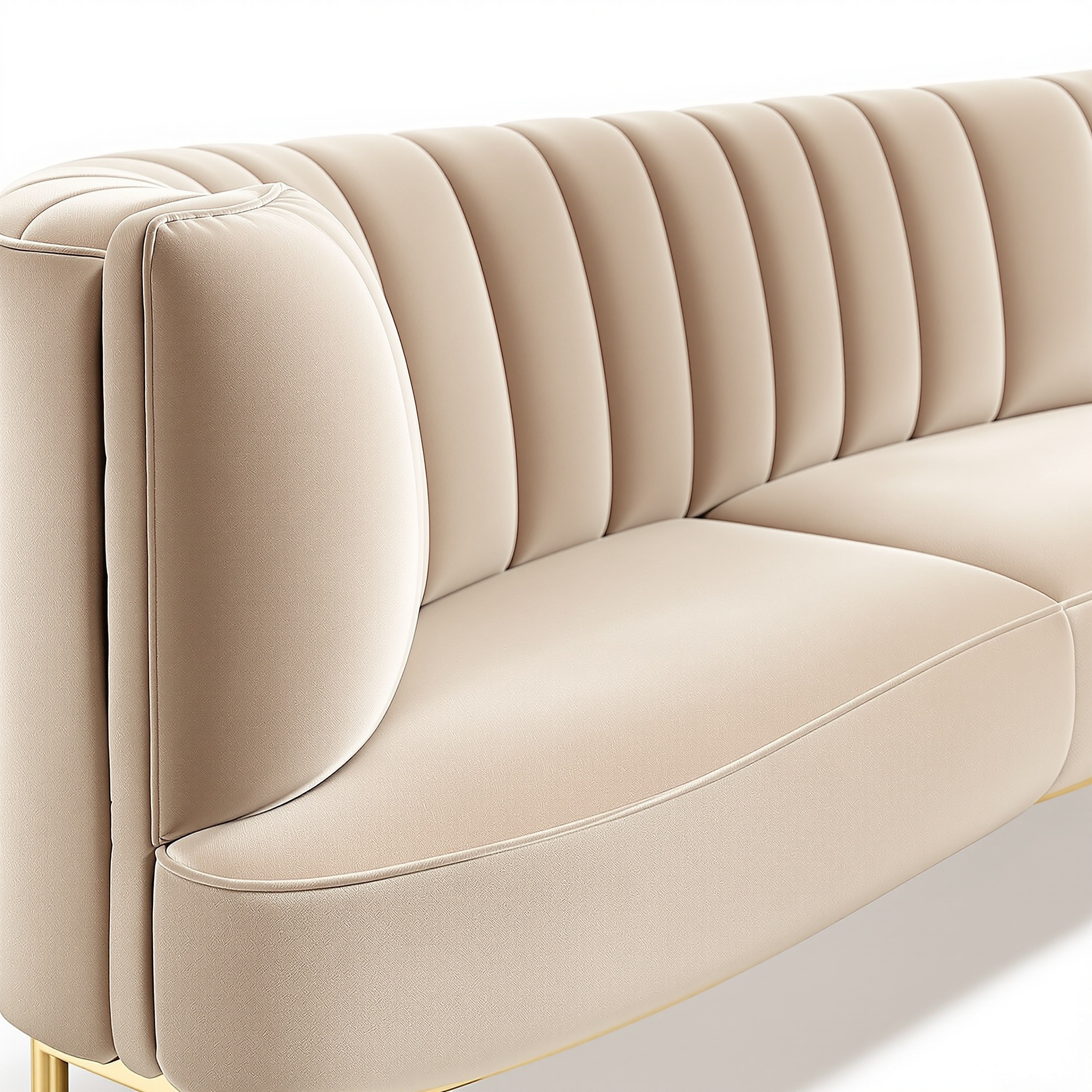 Meridian Furniture Novello Beige Velvet Sofa with Gold Legs