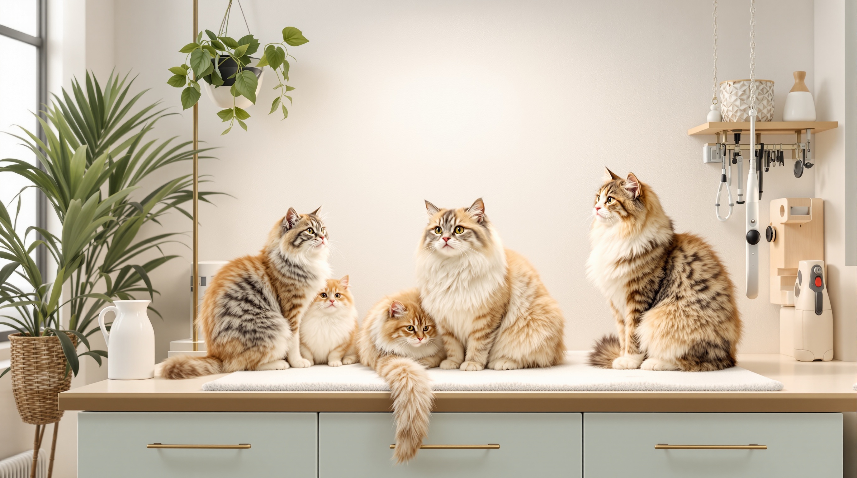 고양이 미용 살롱 배경