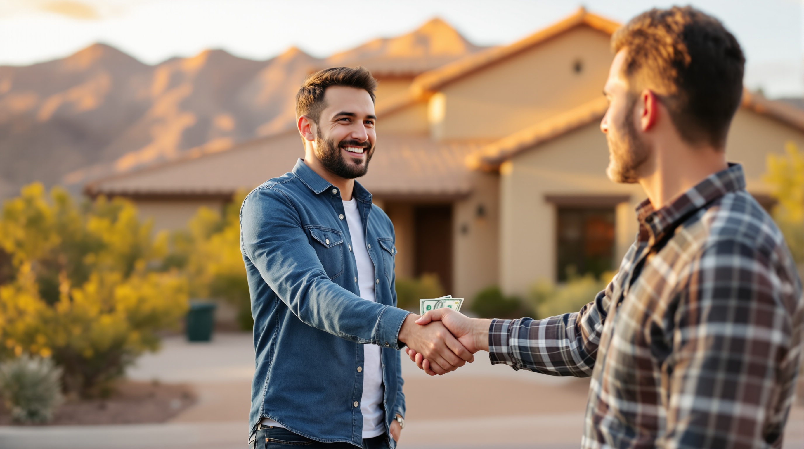 Real estate investor meeting with homeowner