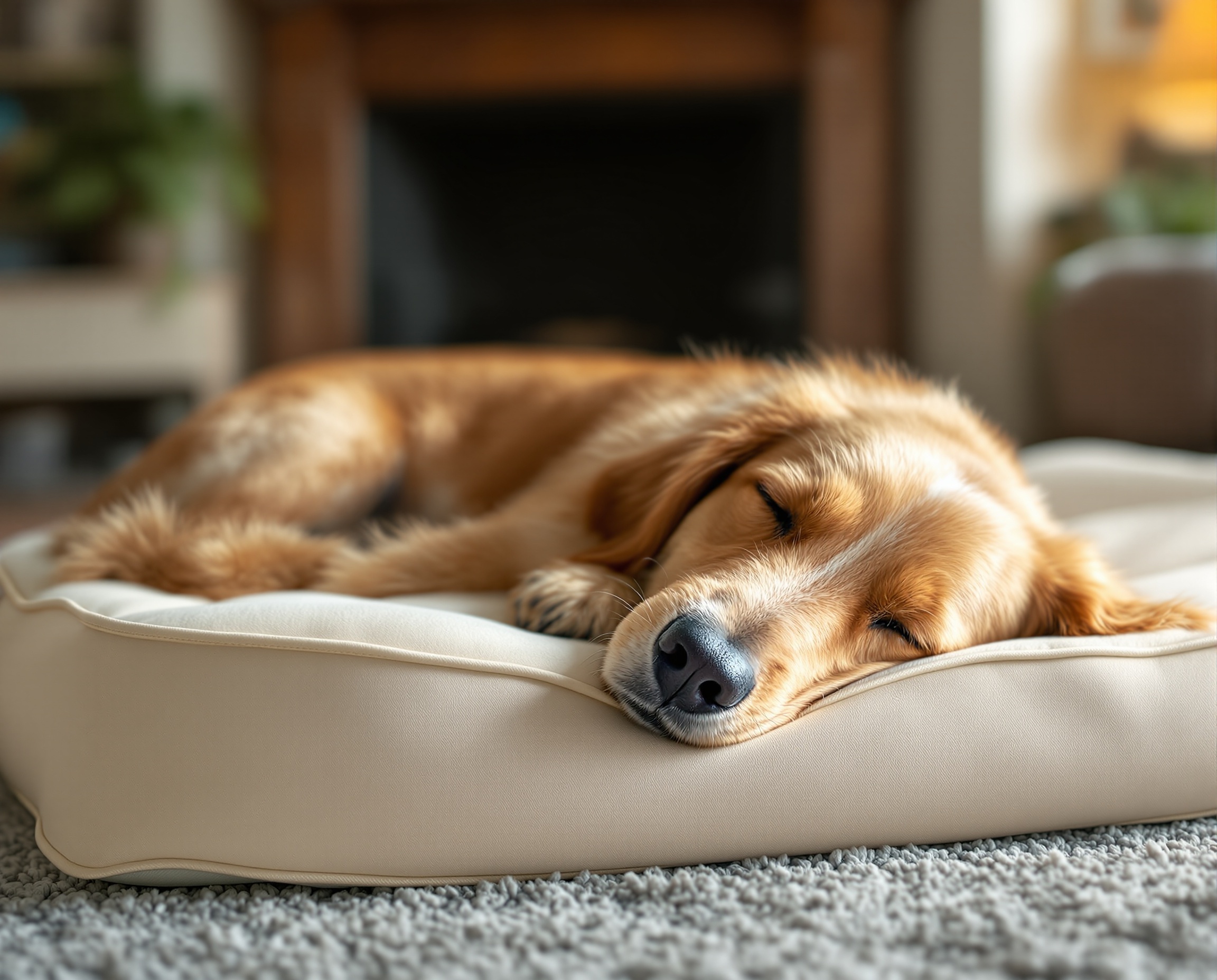 Dog sleeping on Pets Heaven orthopedic memory foam bed Australia