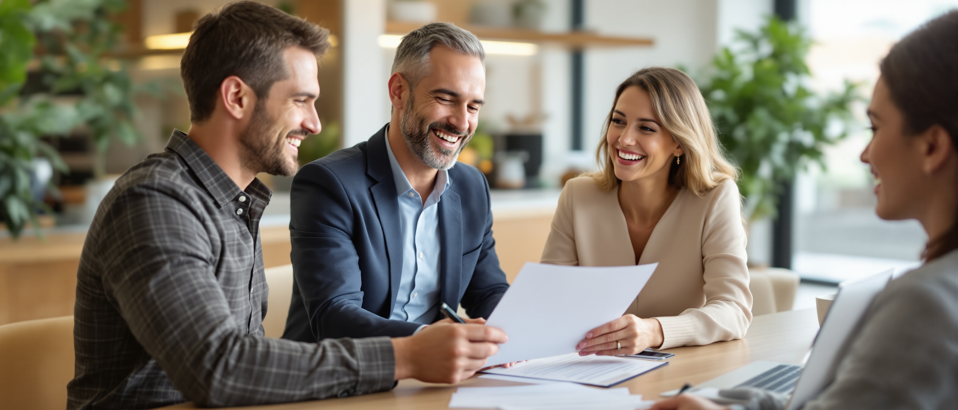 Happy clients celebrating loan approval