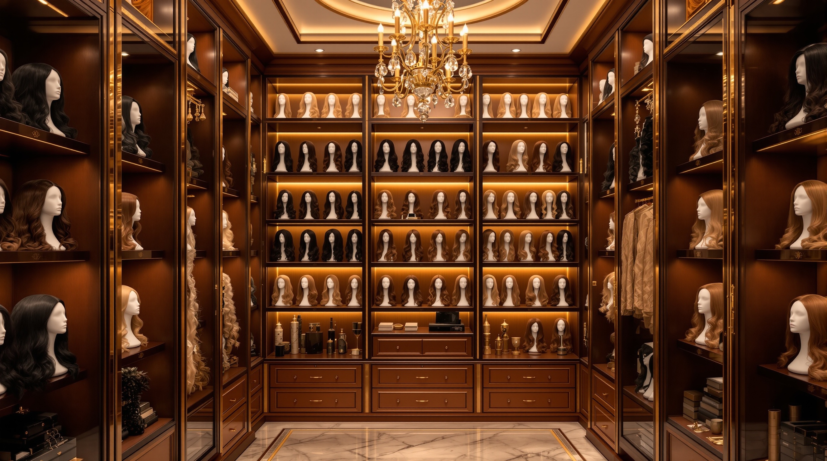 Professional hair salon interior with premium Full Lace Wigs