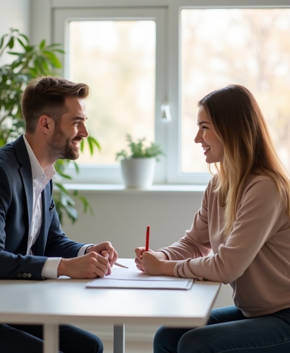 Insurance advisor with clients