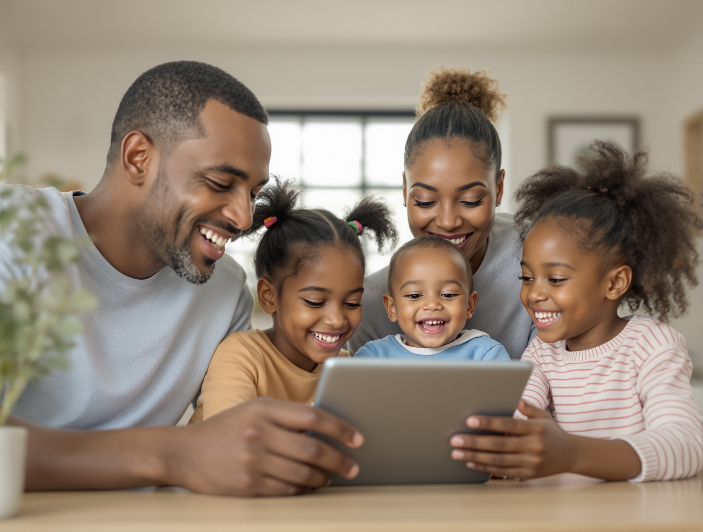 Happy family learning together