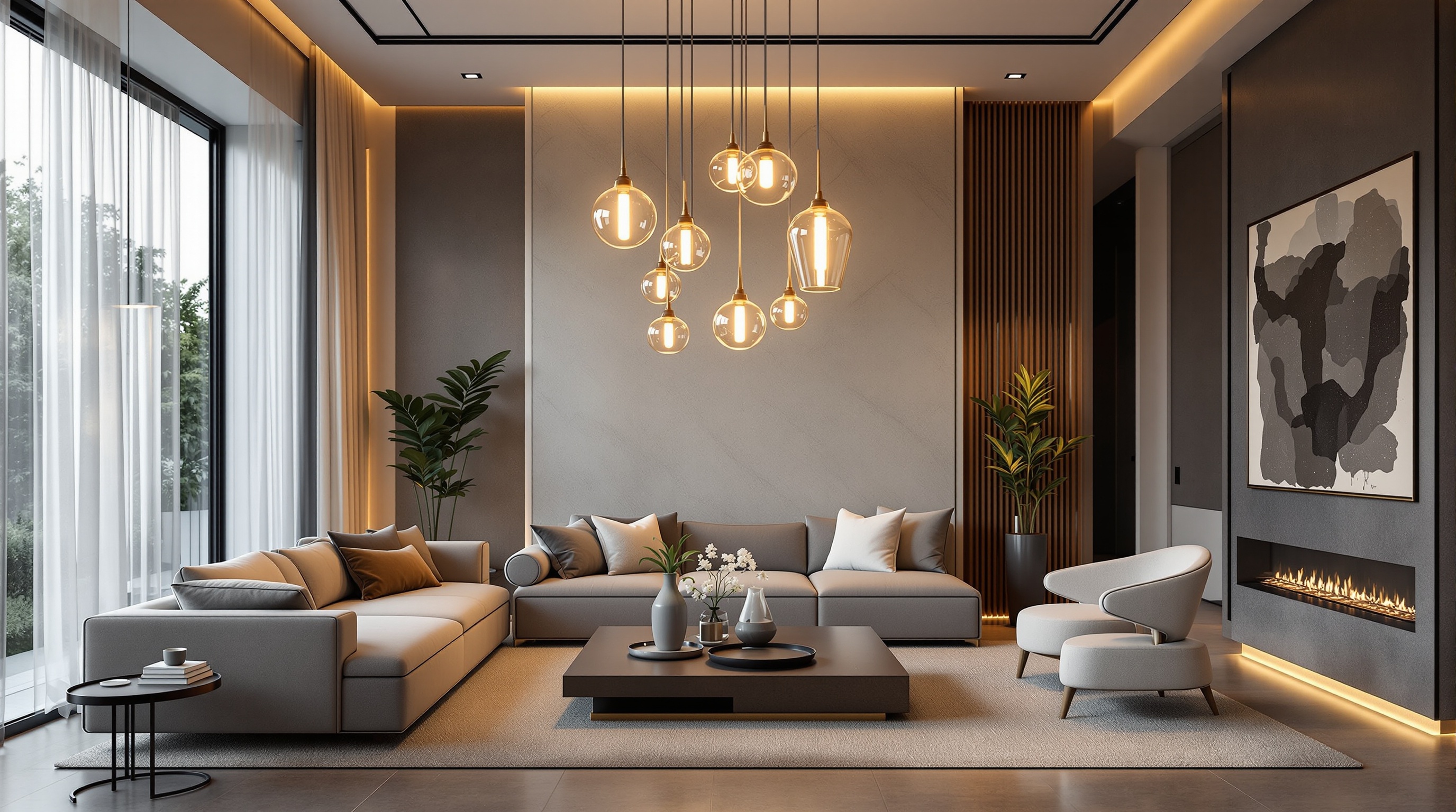 Dimmable lighting creating warm atmosphere in a luxury home