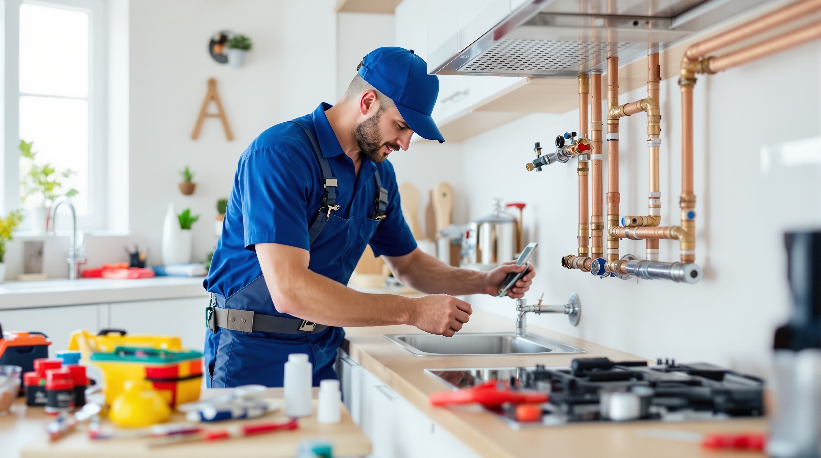 Técnico de gas trabajando
