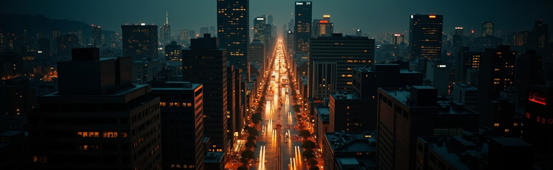 Tokyo financial district at night