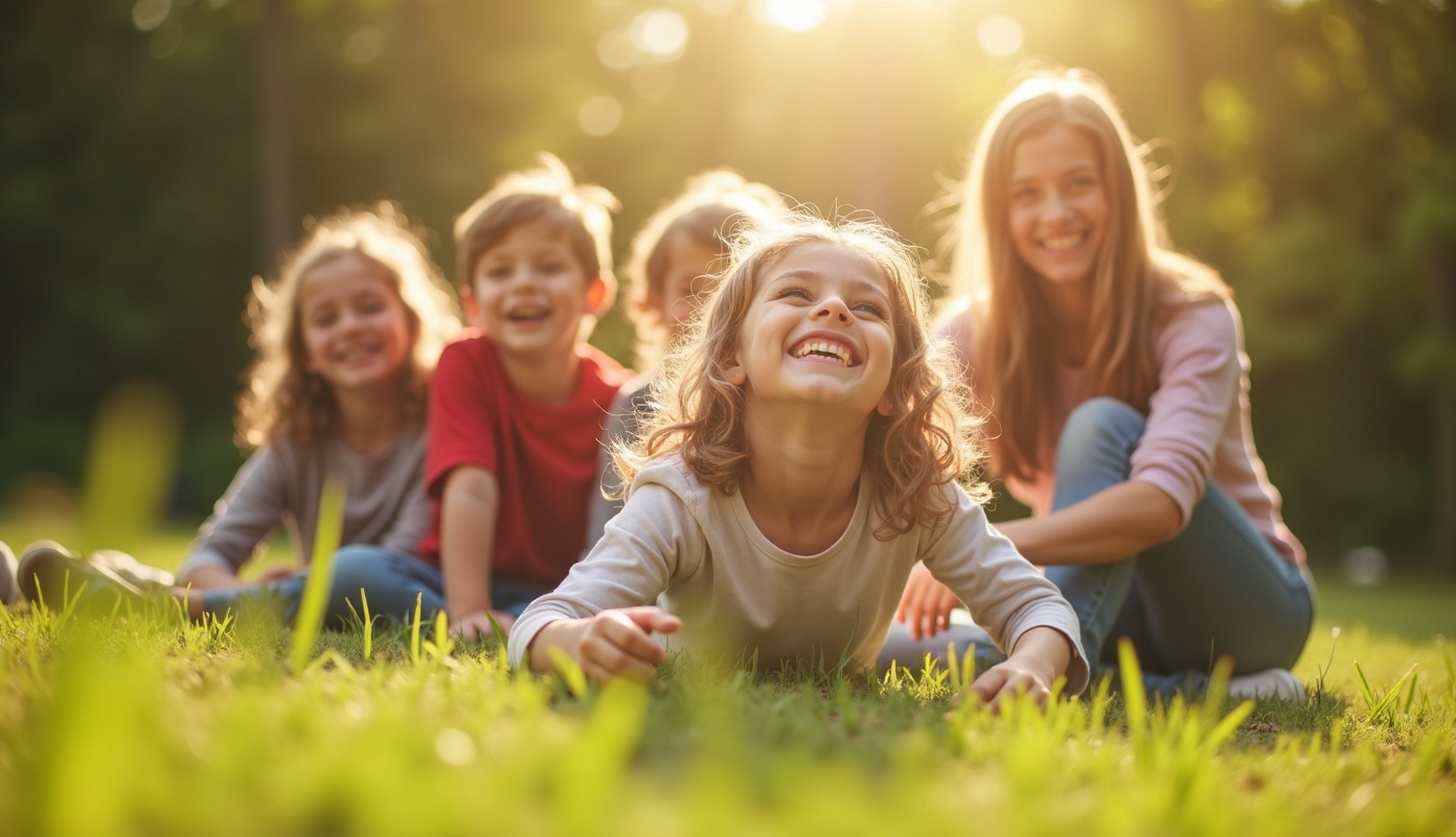 Enfants et animateurs en pleine activité