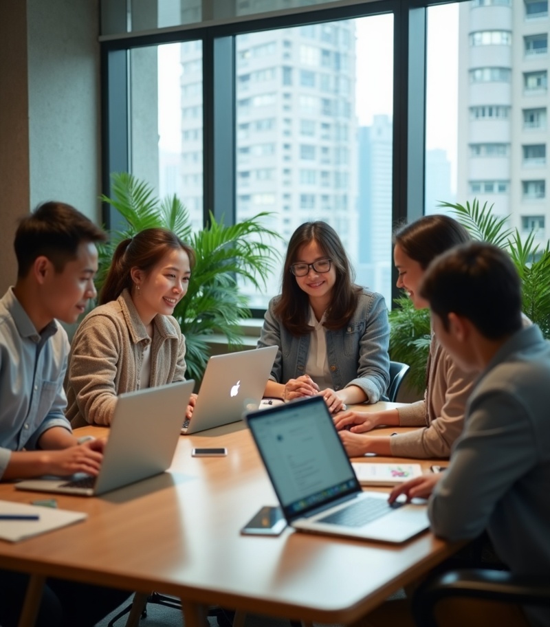 Students working together in Hong Kong