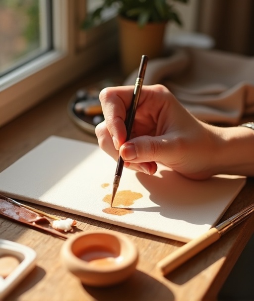 Founder painting tiny artwork