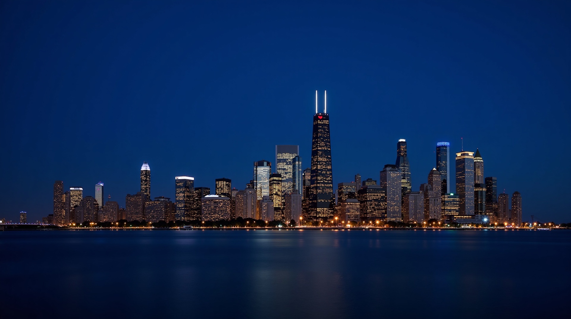 Chicago skyline at night