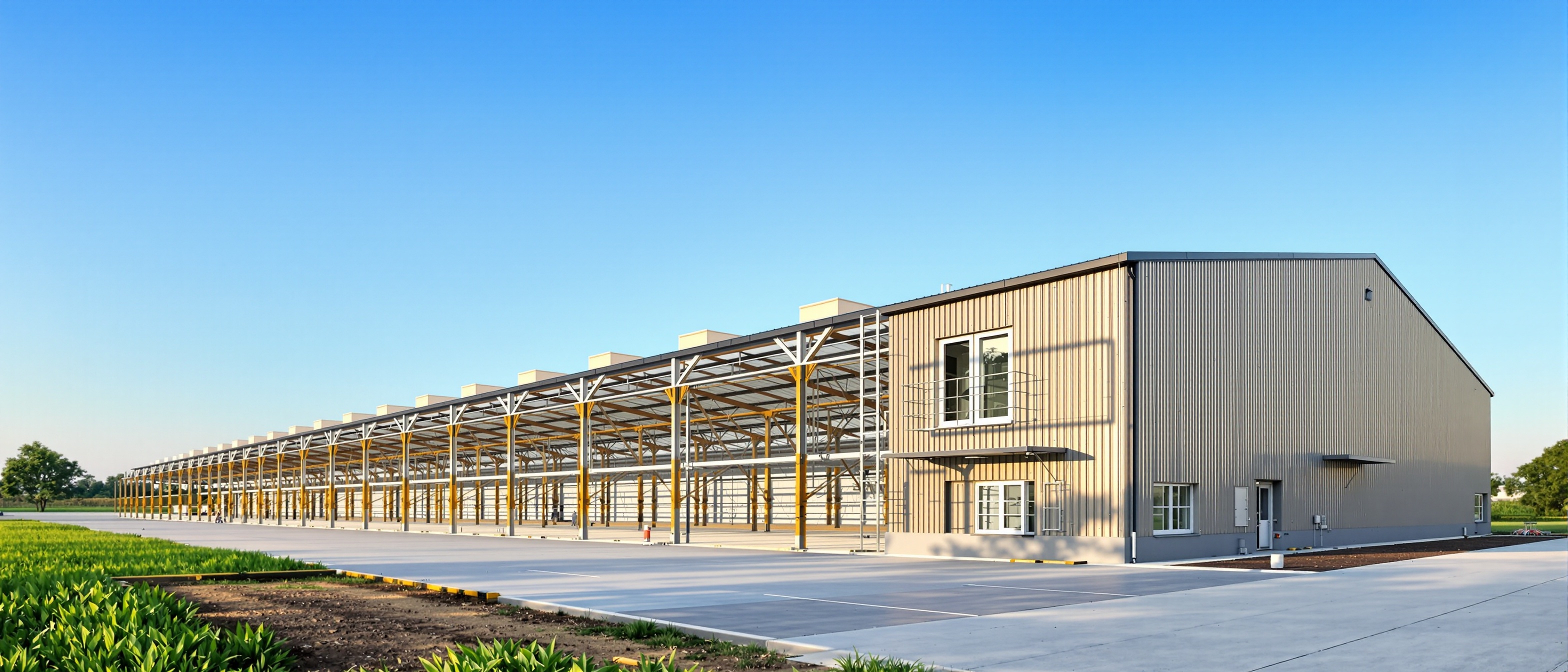Steel structures for industrial poultry buildings