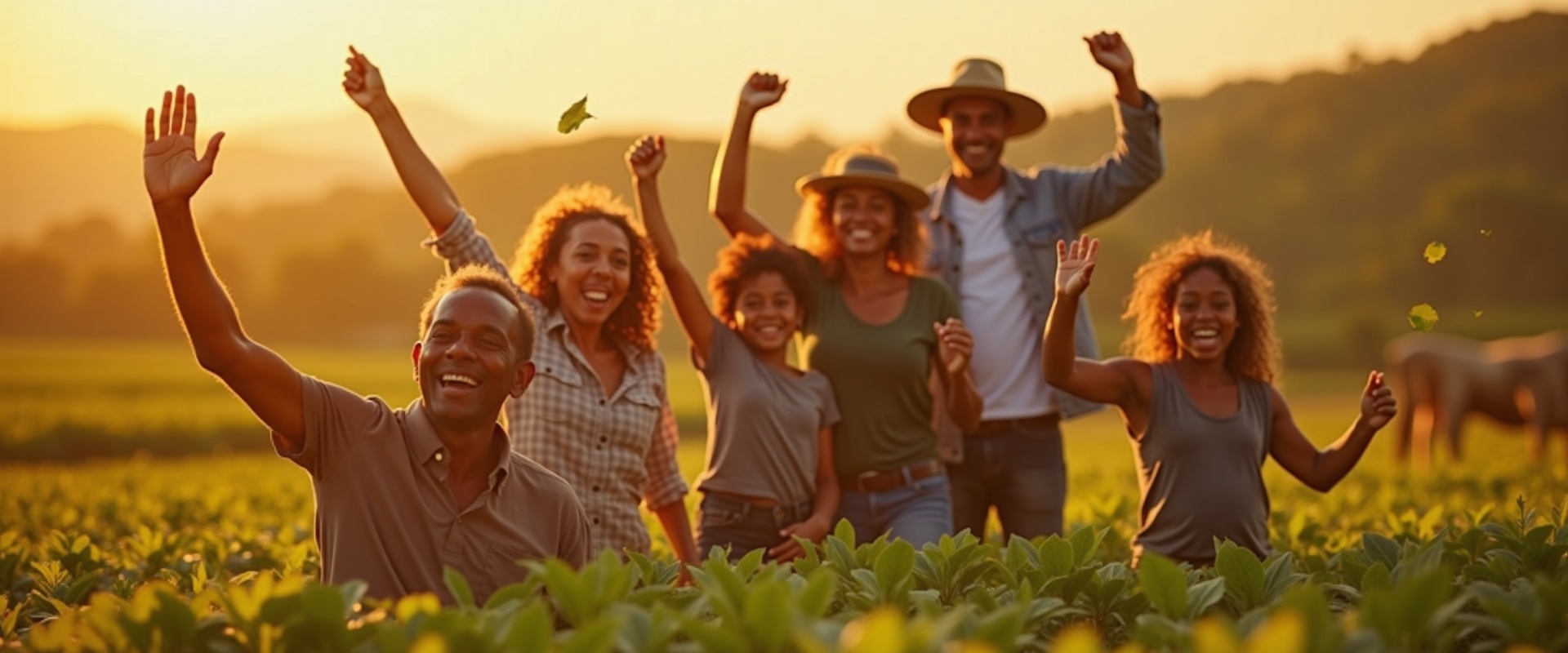Famílias agricultoras celebrando