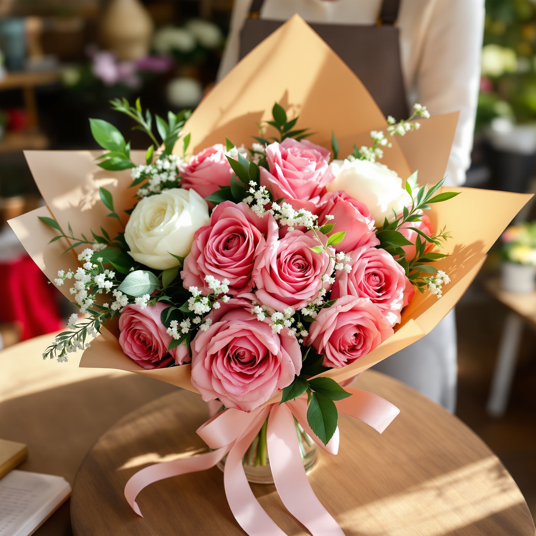 Bouquet de fleurs artisanal confectionné à la main par Fleur par Nature