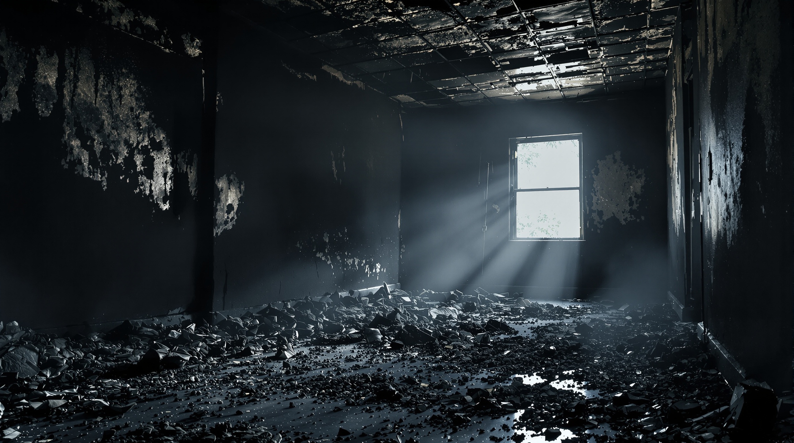 Limpieza post incendio en Badalona