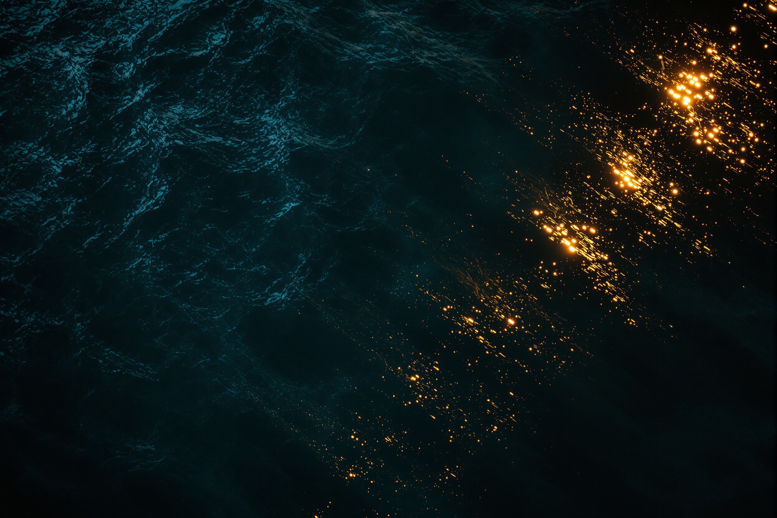 Dark ocean water with golden light reflections — abstract luxury texture representing private men's health care