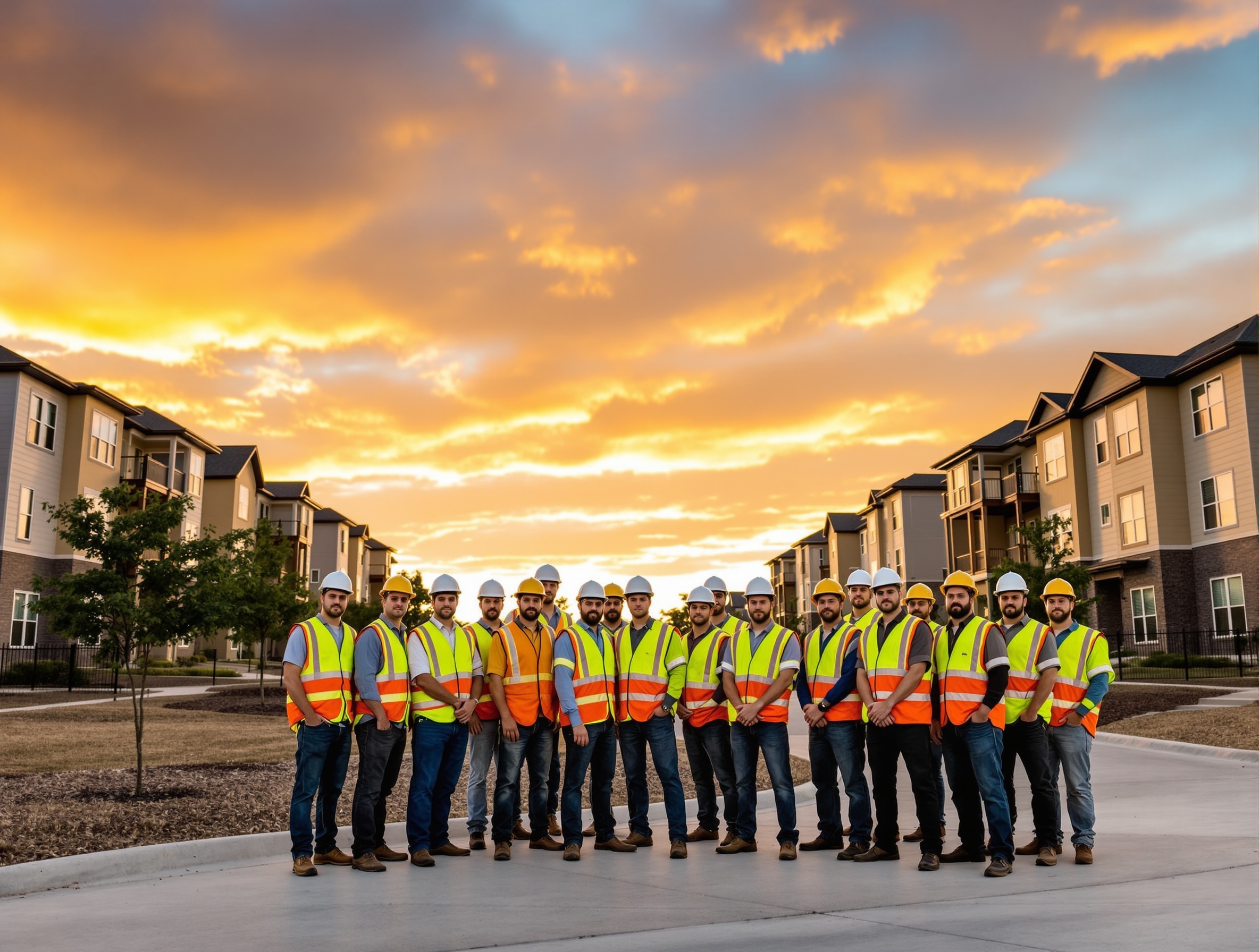 Epic Multifamily Construction dedicated crew team at completed Texas apartment community