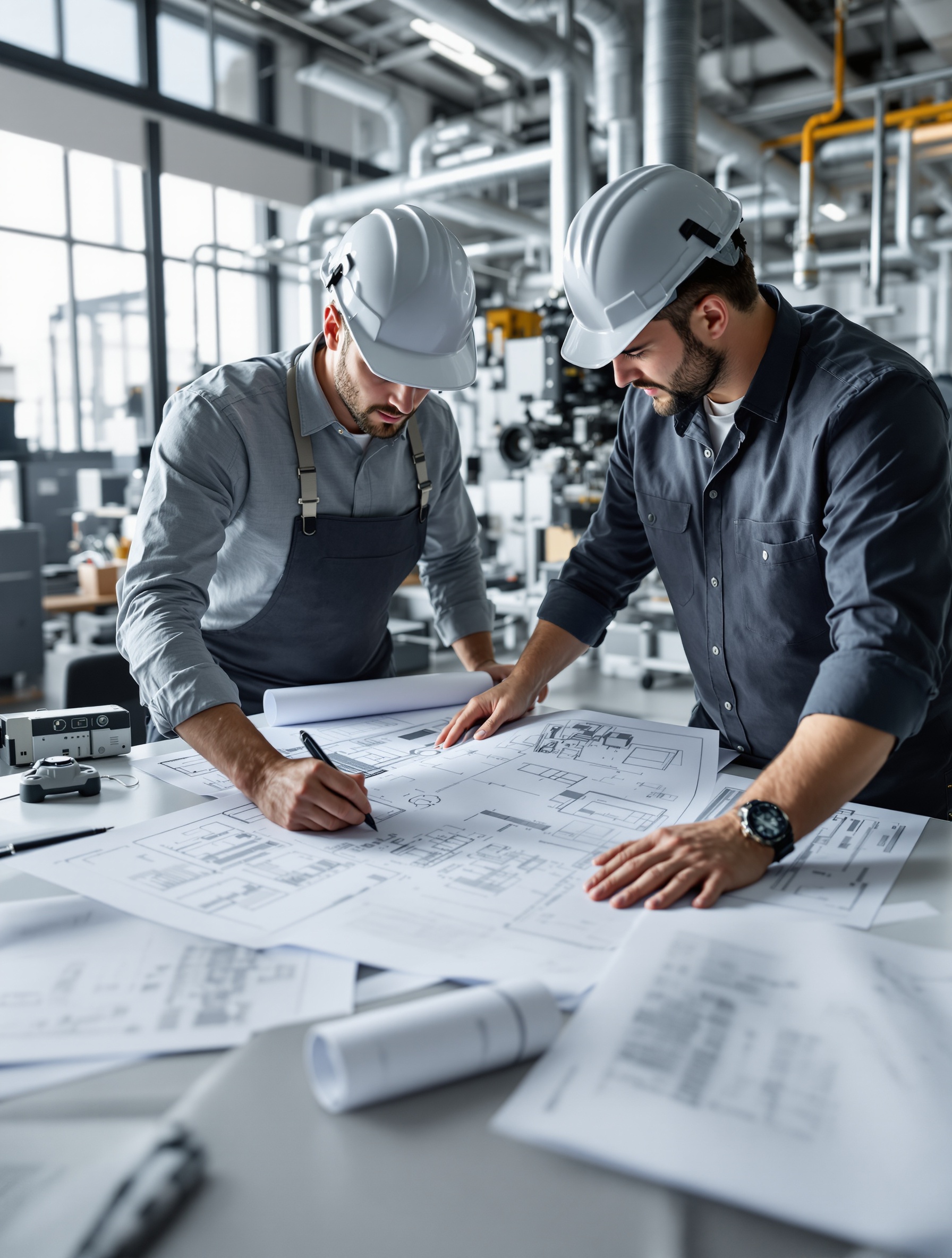 HVAC engineers reviewing project specifications