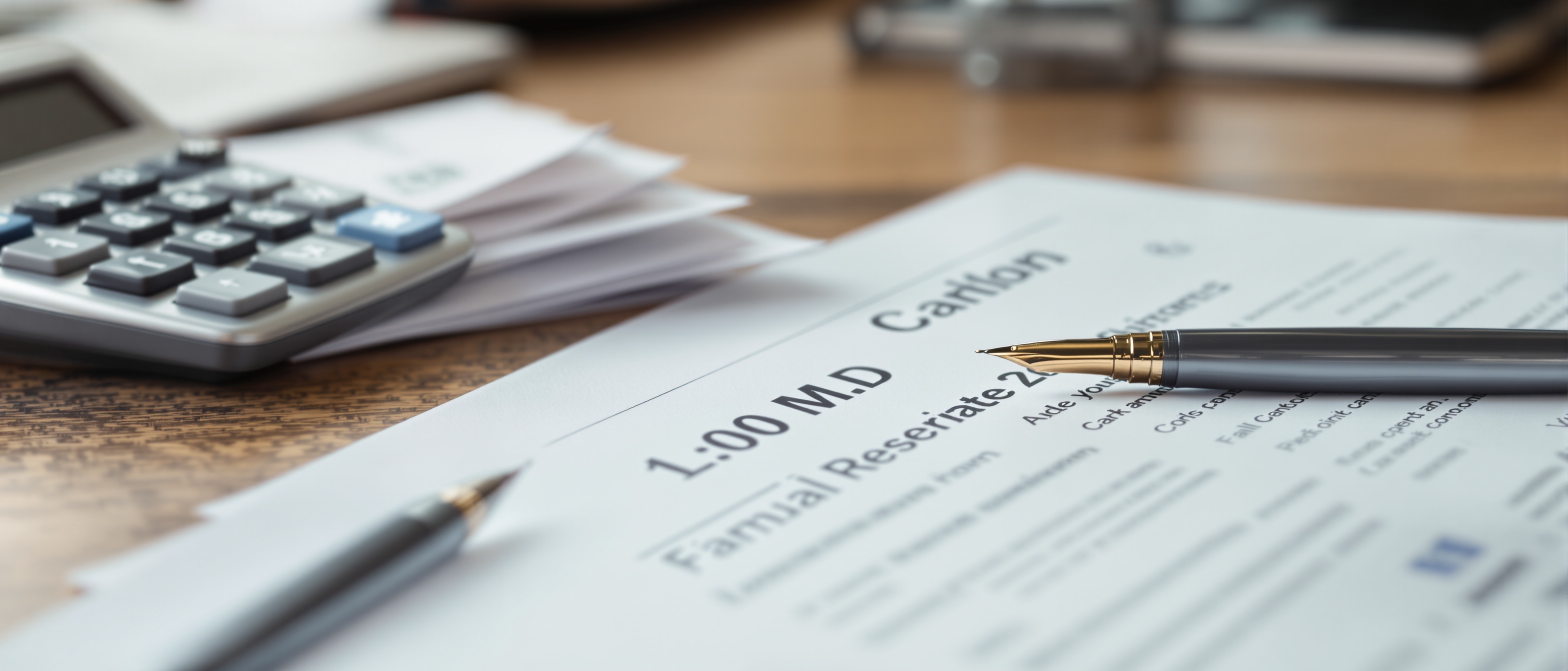 Financial documents and calculator