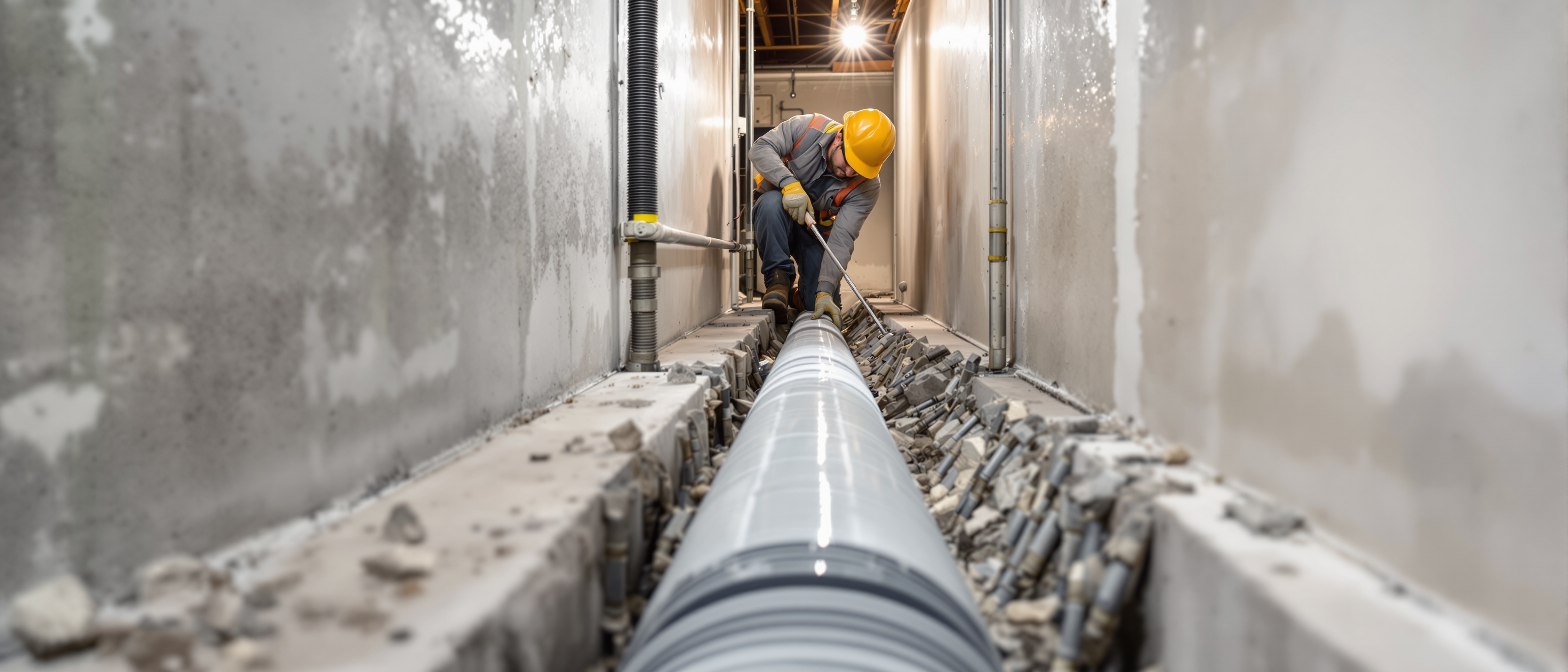 Basement waterproofing installation in Philadelphia suburban home