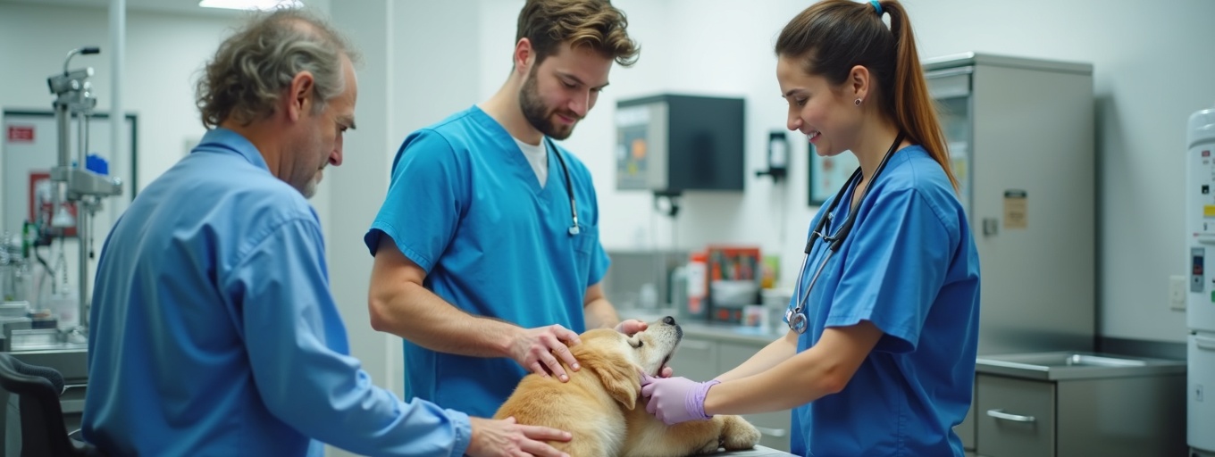 Estudiante de veterinaria en prácticas