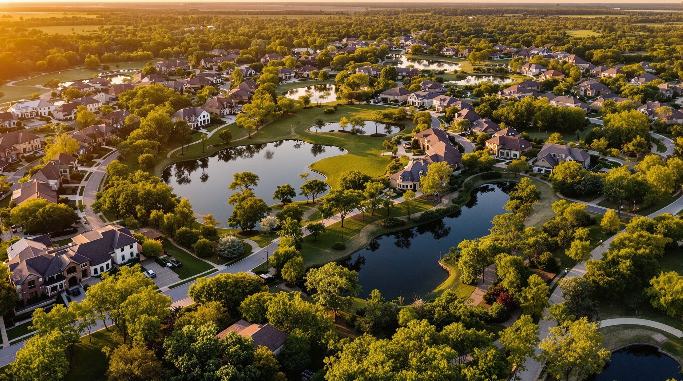 Aerial view of Houston master-planned community