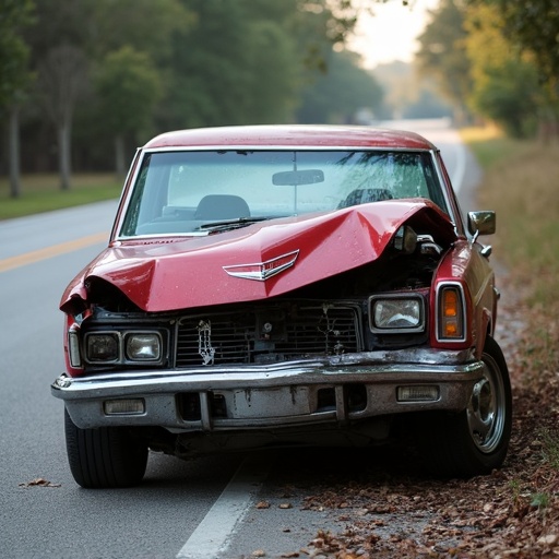 Damaged car after rear-end collision