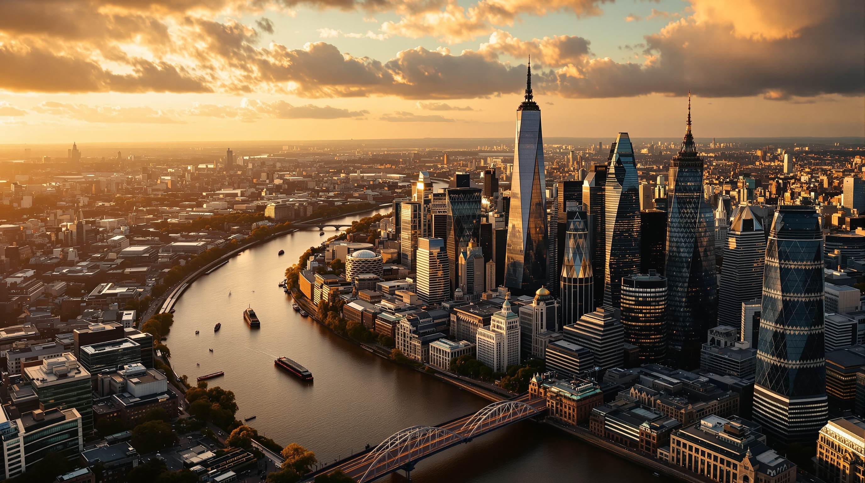 London skyline at golden hour