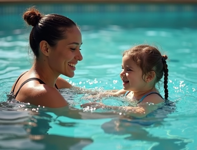 Adaptive swim lesson for child with disability
