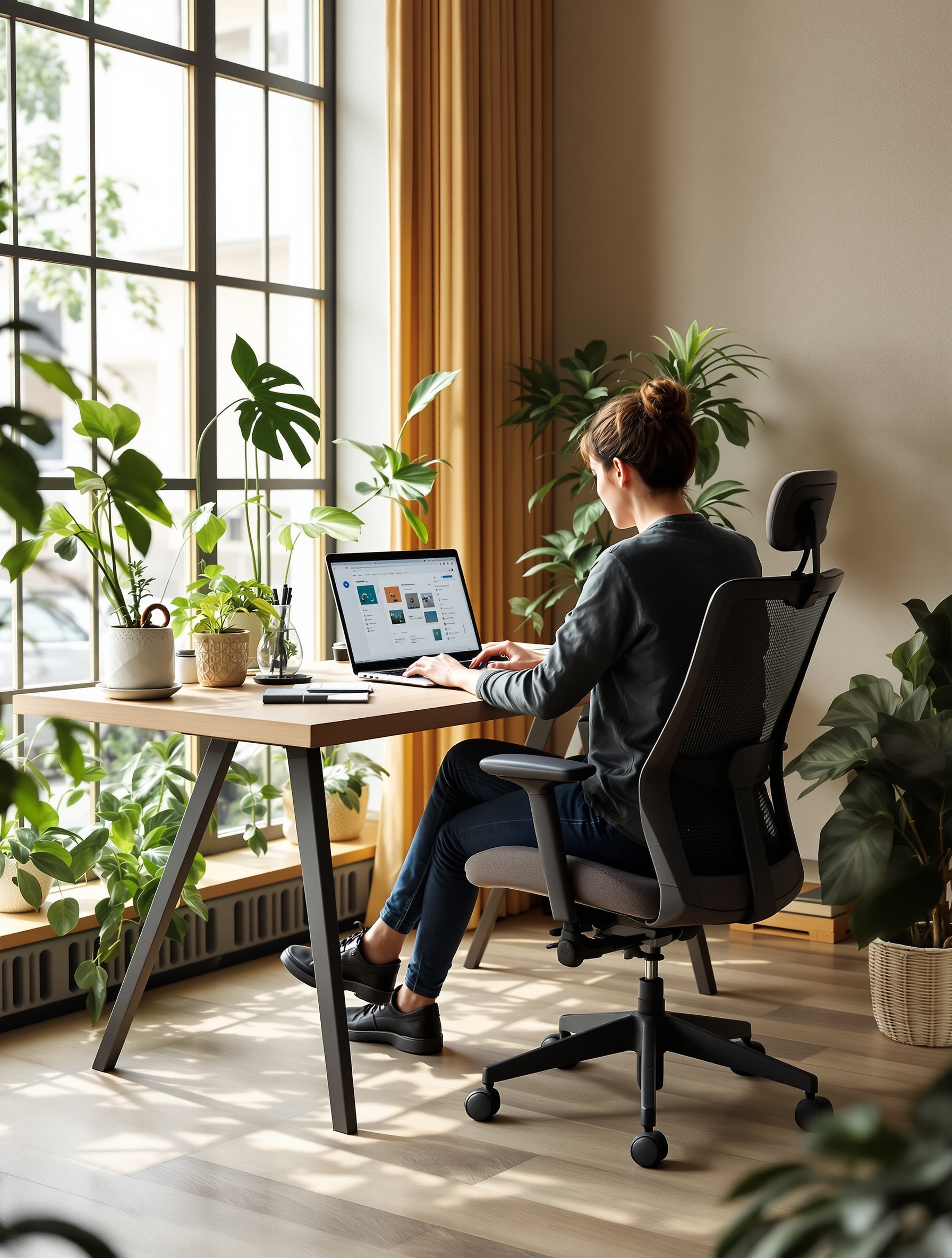 コワーキングスペースで作業する様子