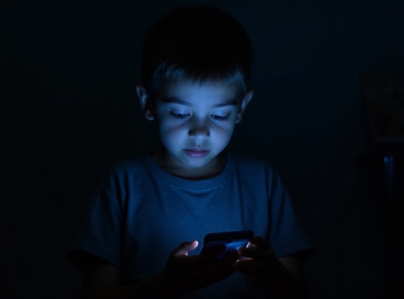 Niño absorto en el celular