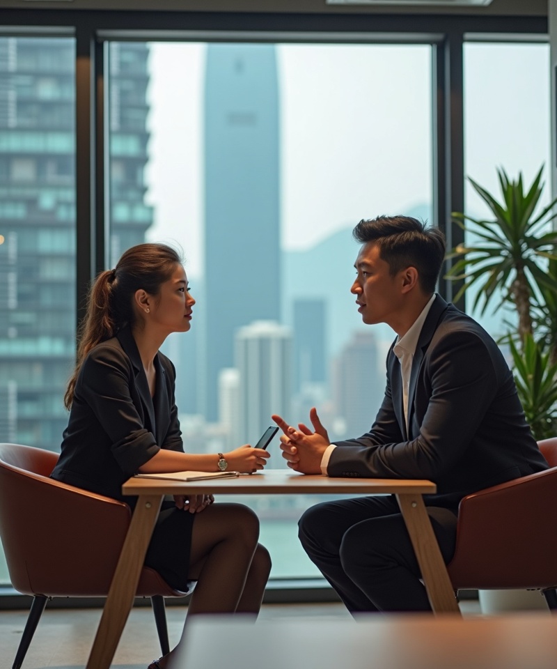 Student with mentor in Hong Kong office