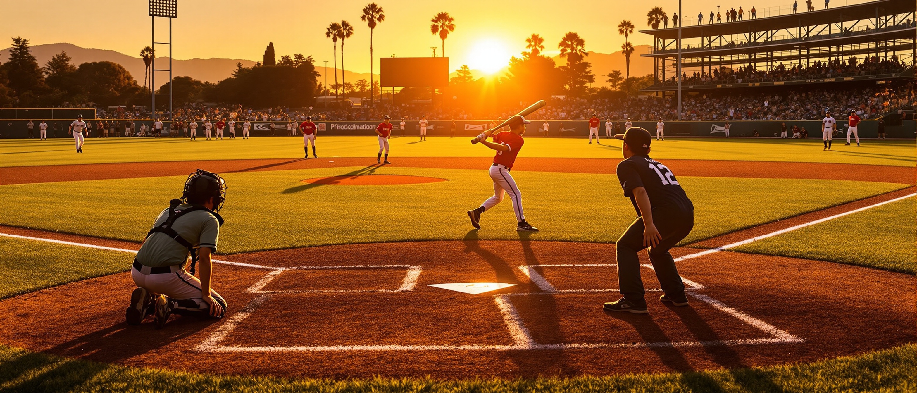 Youth baseball players in action